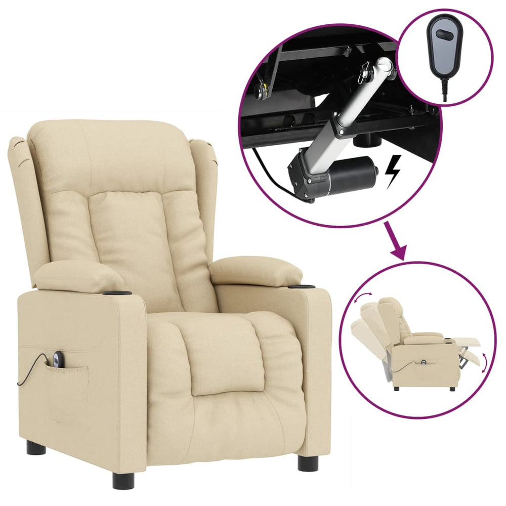 vidaXL Electric Recliner Cream Fabric