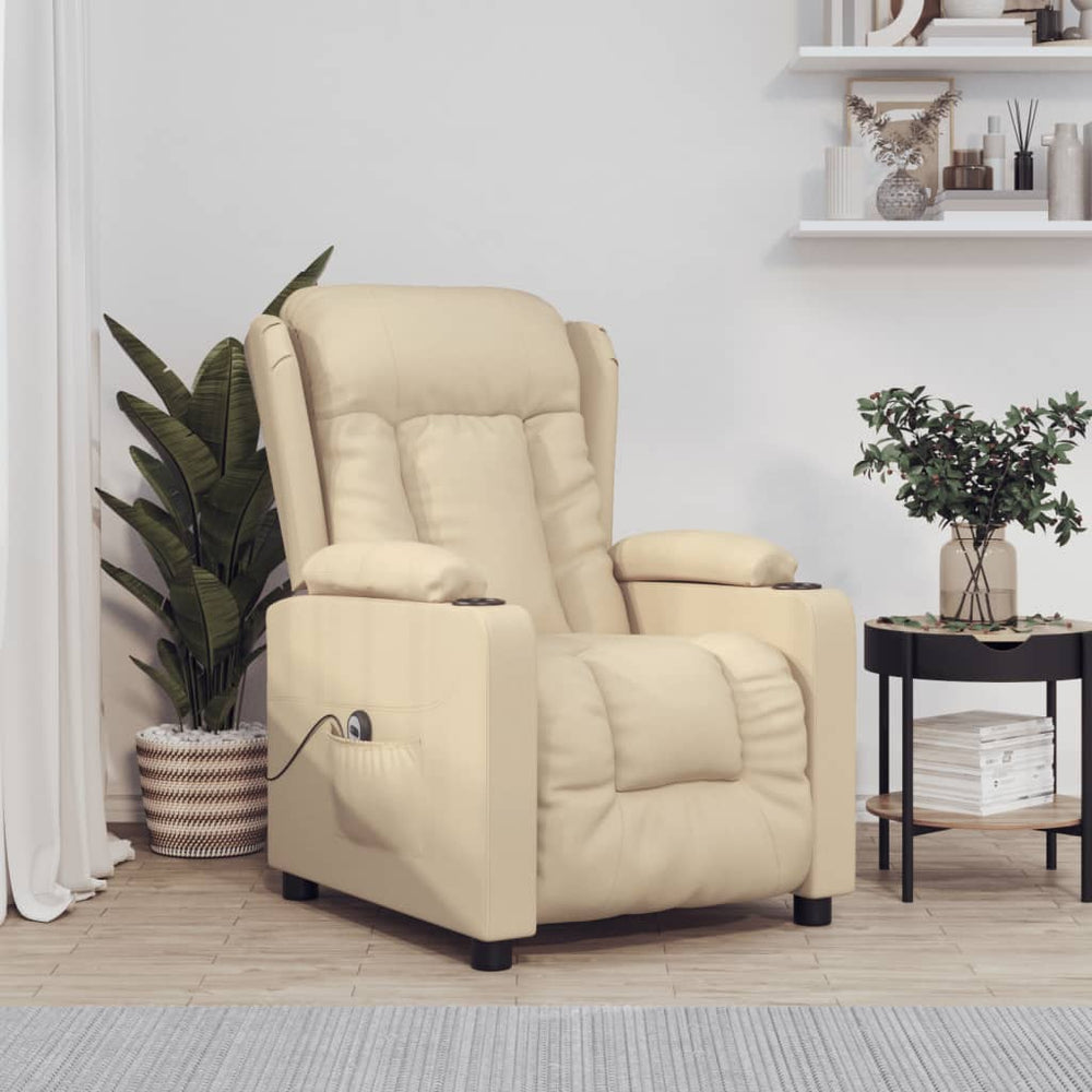 vidaXL Electric Recliner Cream Fabric