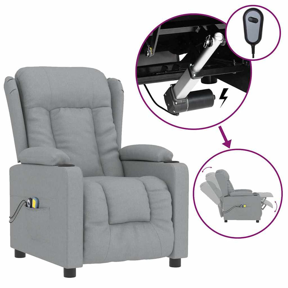 vidaXL Electric Massage Armchair Light Grey Fabric