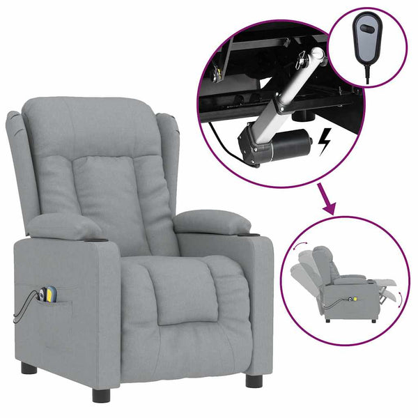 vidaXL Electric Massage Armchair Light Grey Fabric