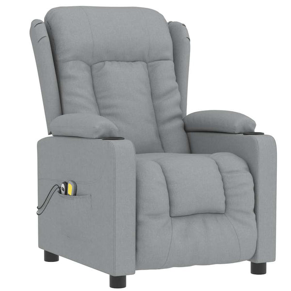 vidaXL Electric Massage Armchair Light Grey Fabric