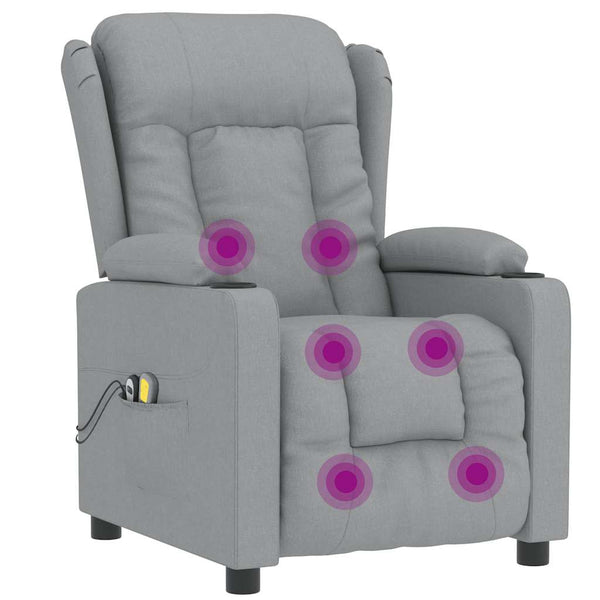 vidaXL Electric Massage Armchair Light Grey Fabric