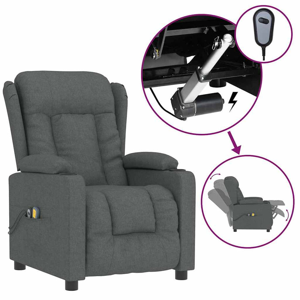 vidaXL Electric Massage Chair Dark Grey Fabric