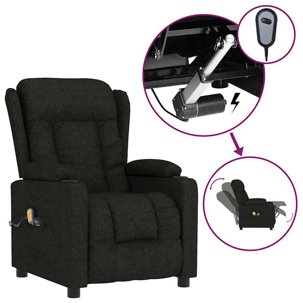 vidaXL Electric Massage Chair Black Fabric