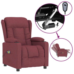 vidaXL Electric Massage Chair Wine Red Fabric