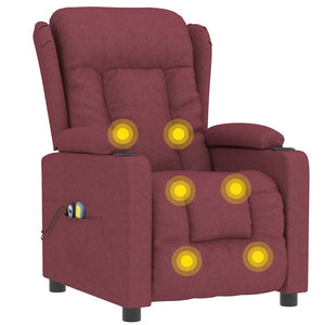 vidaXL Electric Massage Chair Wine Red Fabric