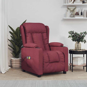 vidaXL Electric Massage Chair Wine Red Fabric