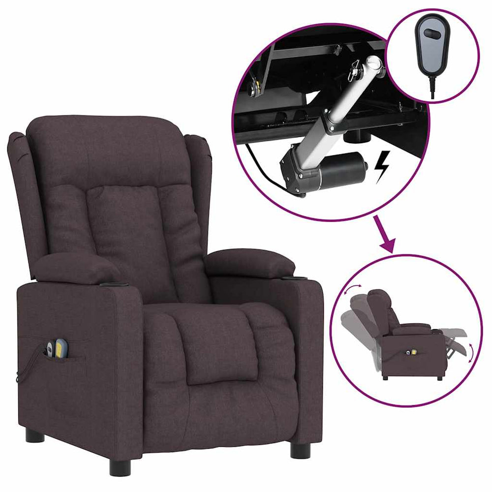 vidaXL Electric Massage Armchair Dark Brown Fabric
