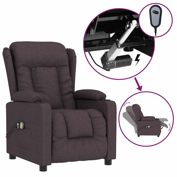 vidaXL Electric Massage Armchair Dark Brown Fabric