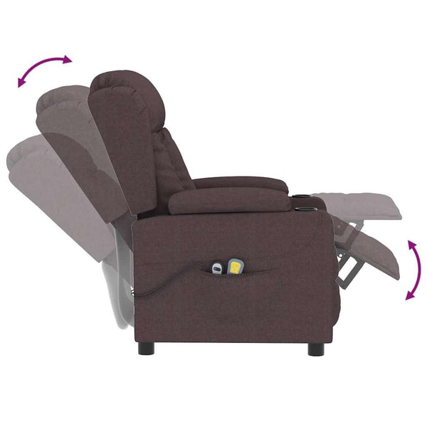vidaXL Electric Massage Armchair Dark Brown Fabric