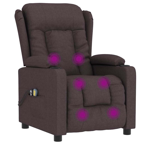vidaXL Electric Massage Armchair Dark Brown Fabric