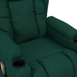 vidaXL Electric Massage Armchair Dark Green Fabric
