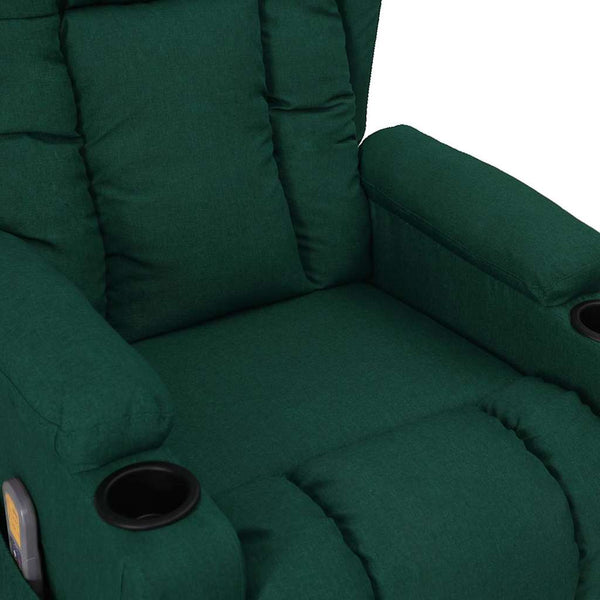 vidaXL Electric Massage Armchair Dark Green Fabric