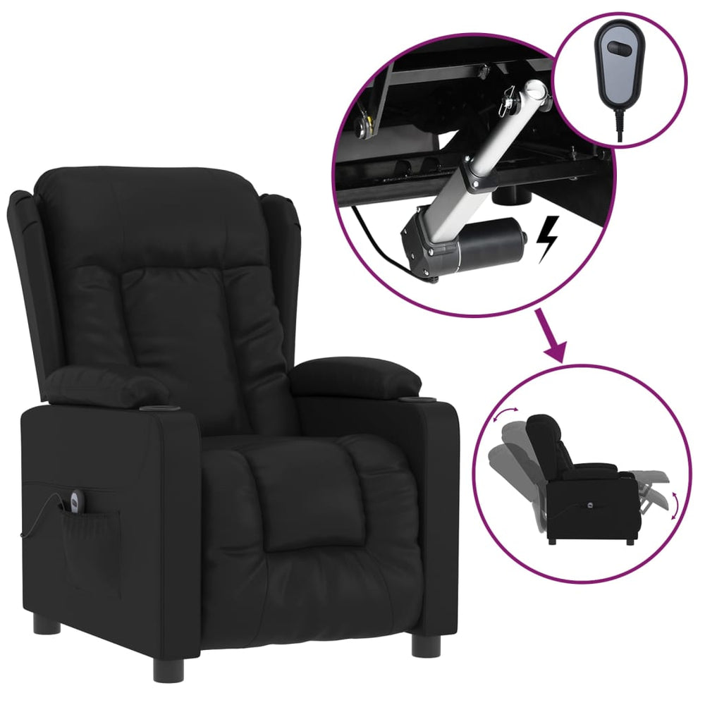 vidaXL Electric Recliner Black Faux Leather