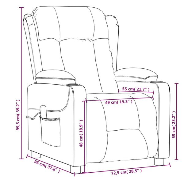 vidaXL Electric Recliner Black Faux Leather
