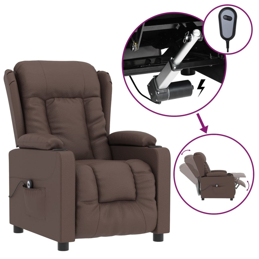vidaXL Electric Recliner Brown Faux Leather