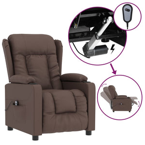 vidaXL Electric Recliner Brown Faux Leather