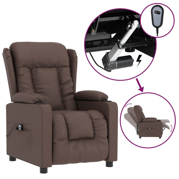 vidaXL Electric Recliner Brown Faux Leather