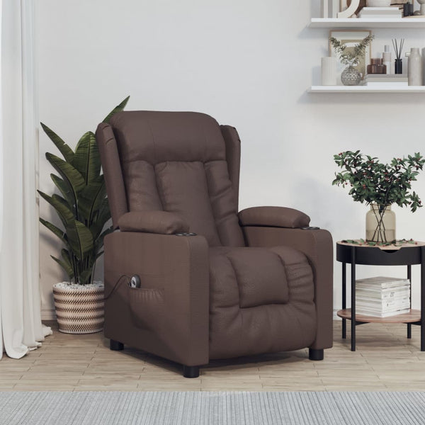 vidaXL Electric Recliner Brown Faux Leather