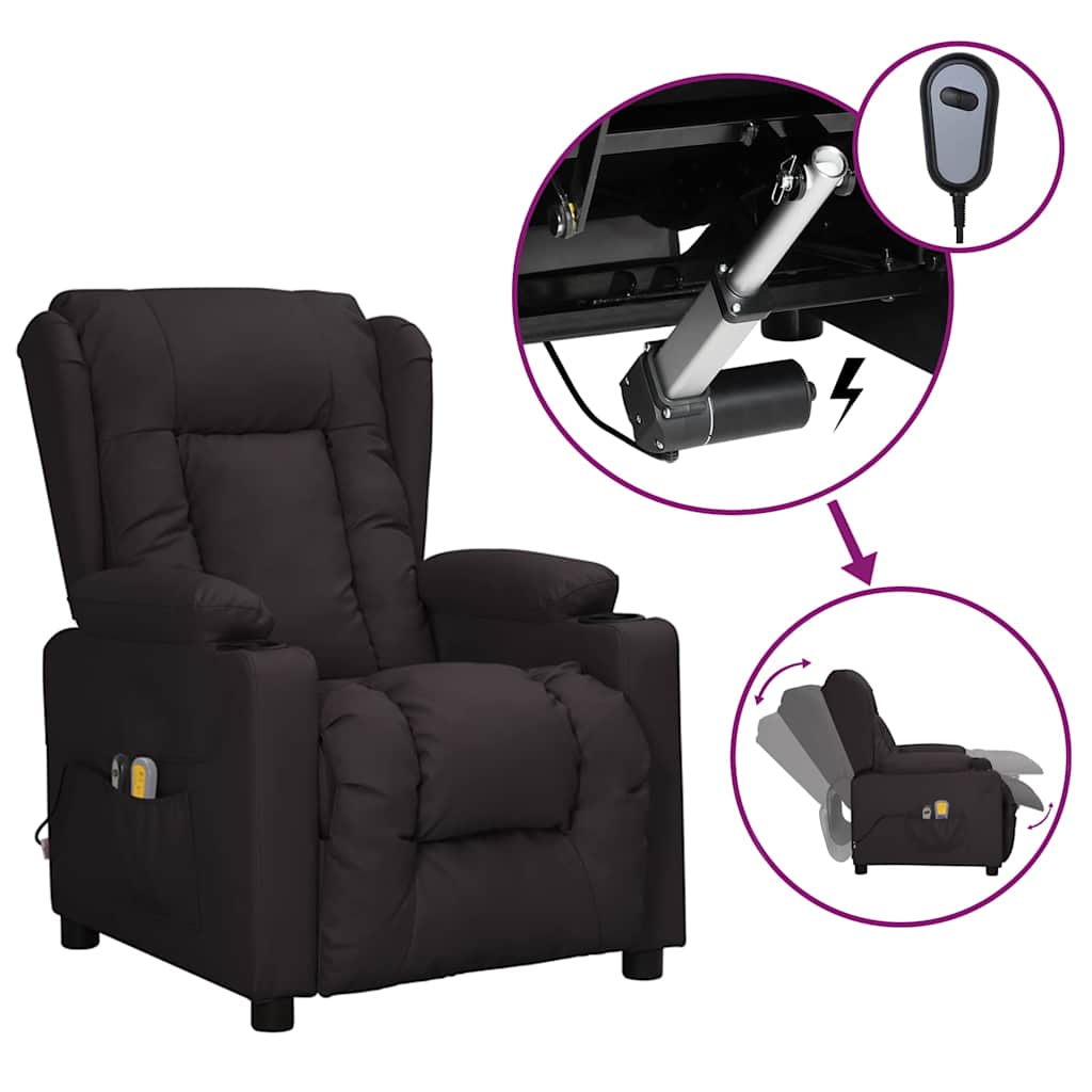 vidaXL Electric Massage Recliner Black Faux Leather