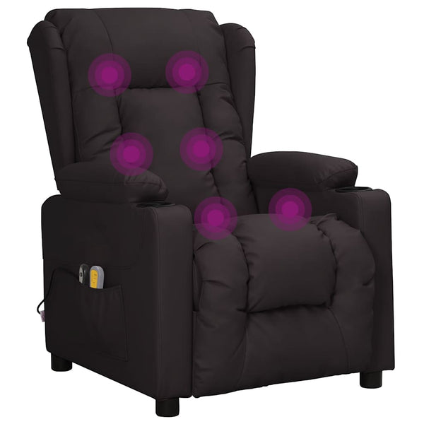 vidaXL Electric Massage Recliner Black Faux Leather