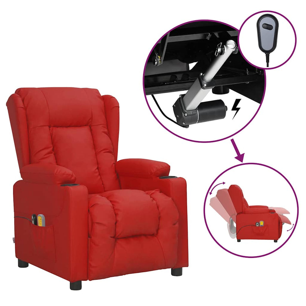 vidaXL Electric Massage Recliner Wine Red Faux Leather