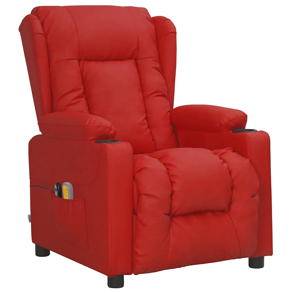 vidaXL Electric Massage Recliner Wine Red Faux Leather