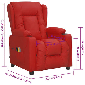 vidaXL Electric Massage Recliner Wine Red Faux Leather