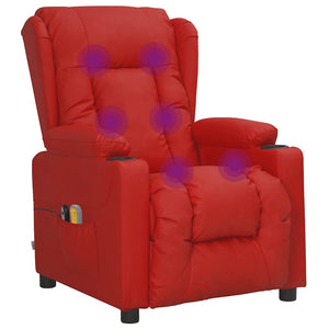 vidaXL Electric Massage Recliner Wine Red Faux Leather