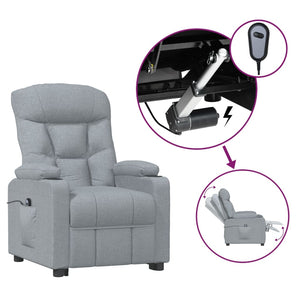 vidaXL Electric Recliner Light Grey Fabric
