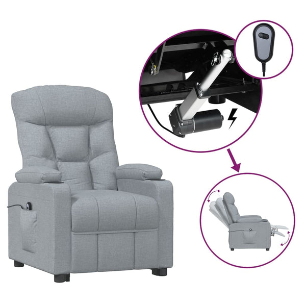 vidaXL Electric Recliner Light Grey Fabric