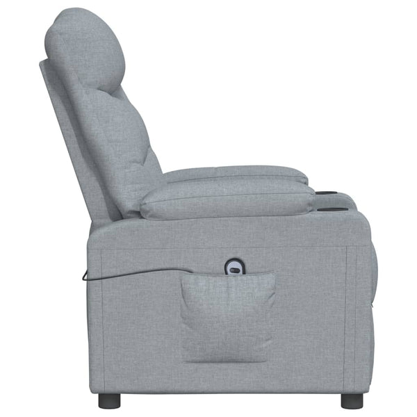 vidaXL Electric Recliner Light Grey Fabric