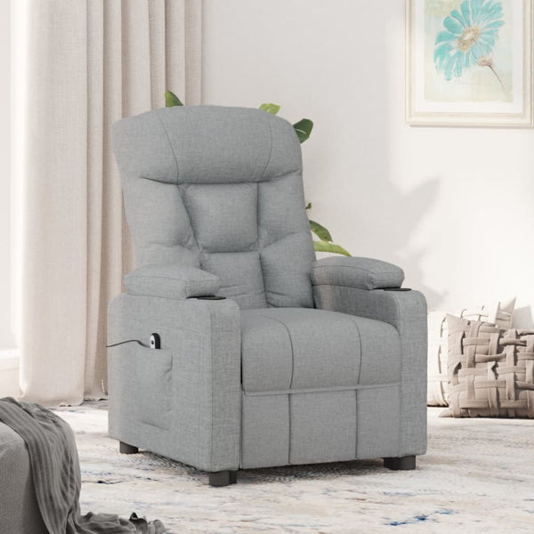 vidaXL Electric Recliner Light Grey Fabric