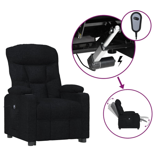vidaXL Electric Recliner Black Fabric