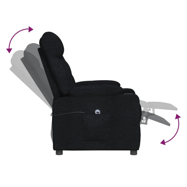 vidaXL Electric Recliner Black Fabric