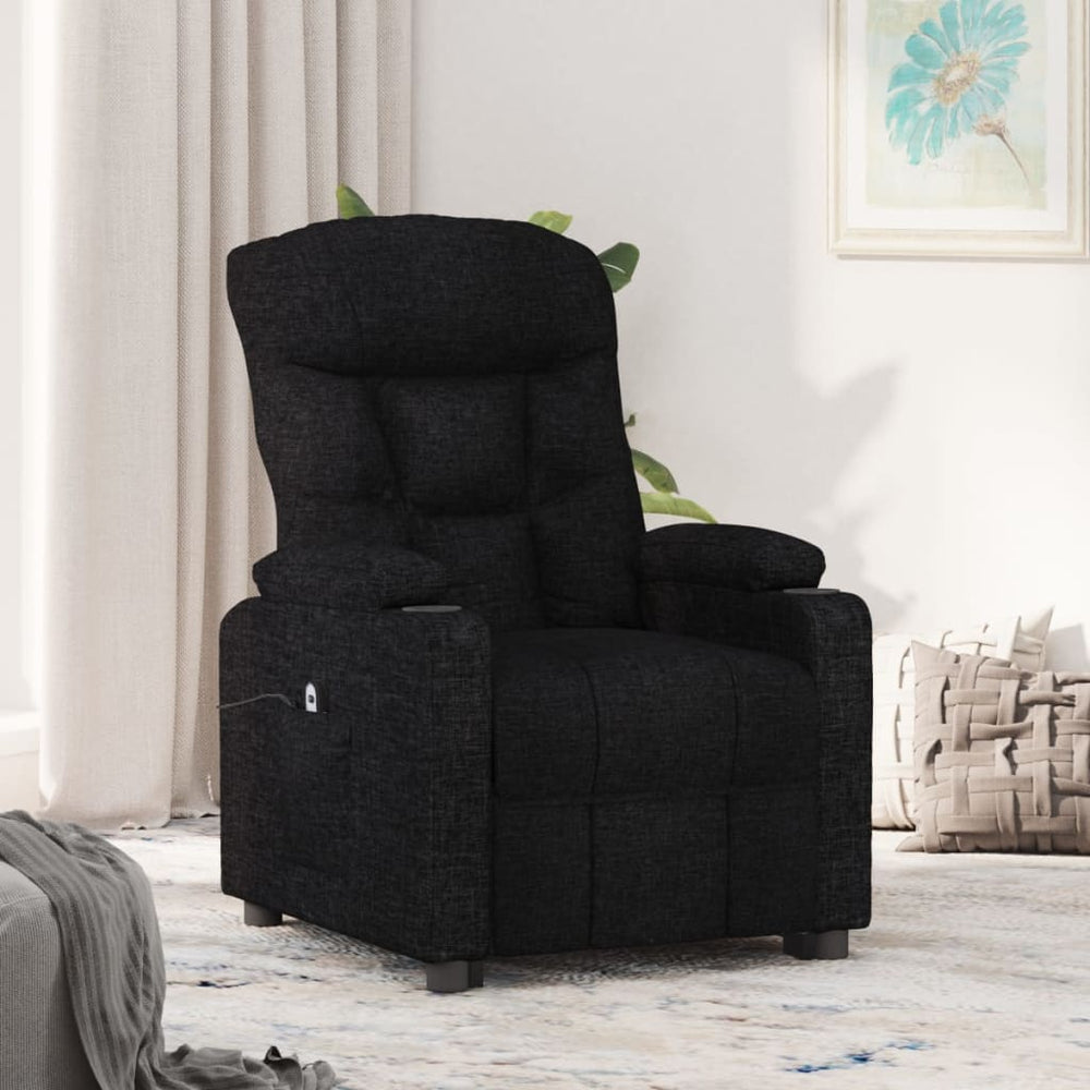vidaXL Electric Recliner Black Fabric