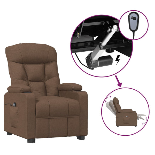 vidaXL Electric Recliner Brown Fabric