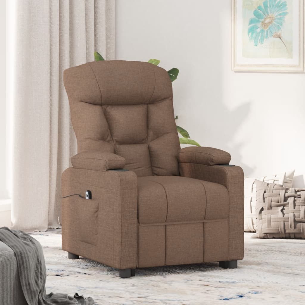 vidaXL Electric Recliner Brown Fabric