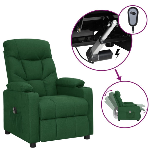 vidaXL Electric Recliner Dark Green Fabric
