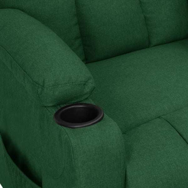 vidaXL Electric Recliner Dark Green Fabric