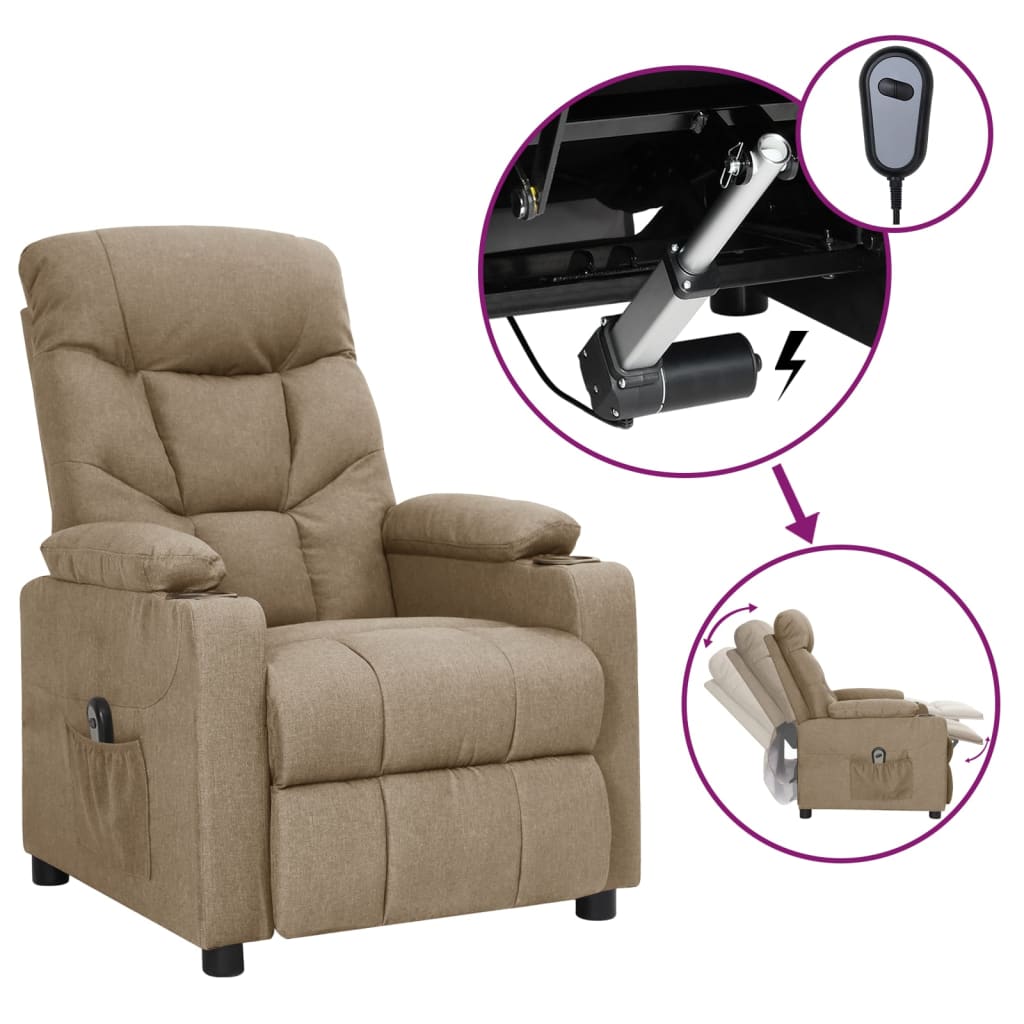 vidaXL Electric Recliner Taupe Fabric