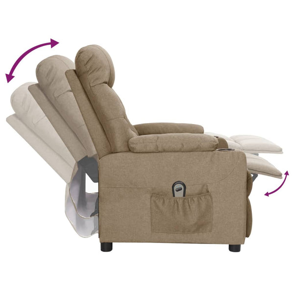 vidaXL Electric Recliner Taupe Fabric