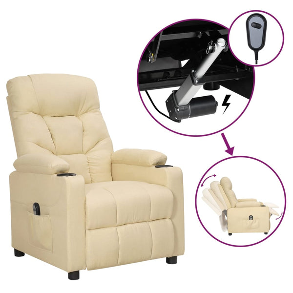 vidaXL Electric Recliner Cream Fabric