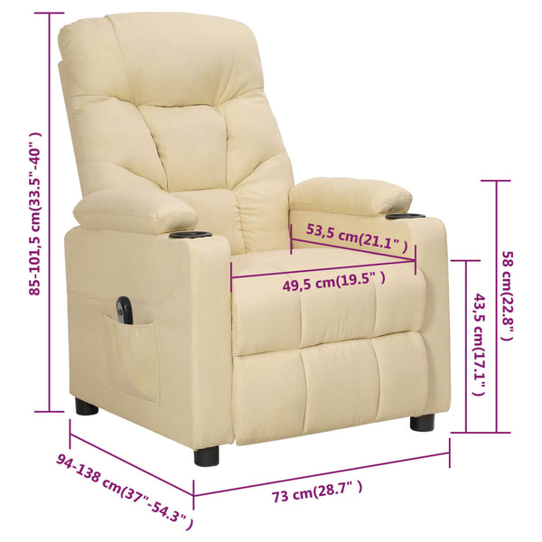 vidaXL Electric Recliner Cream Fabric