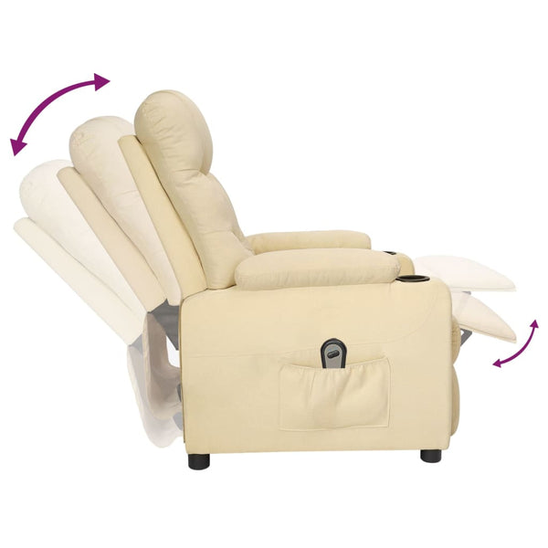 vidaXL Electric Recliner Cream Fabric