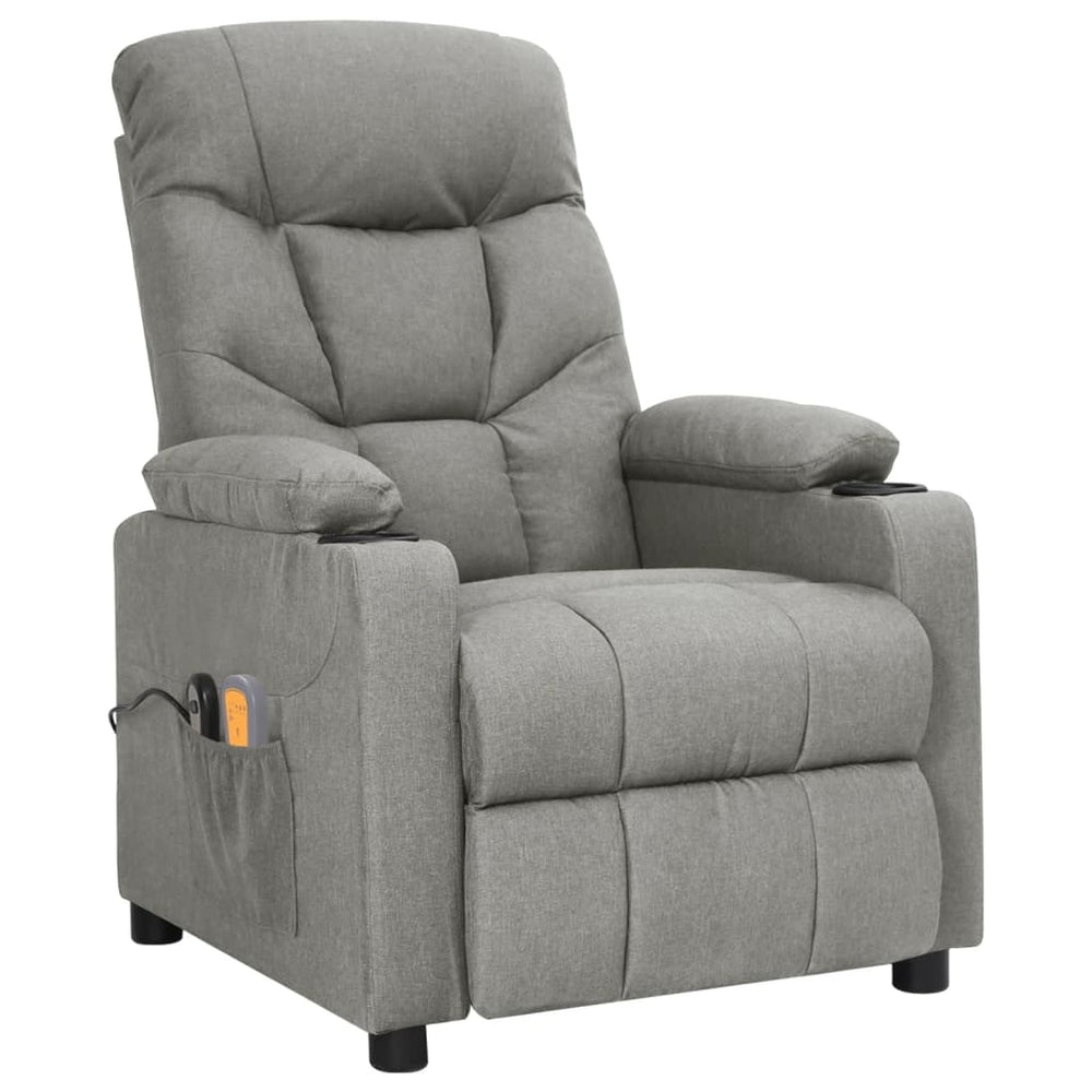 vidaXL Electric Massage Armchair Light Grey Fabric