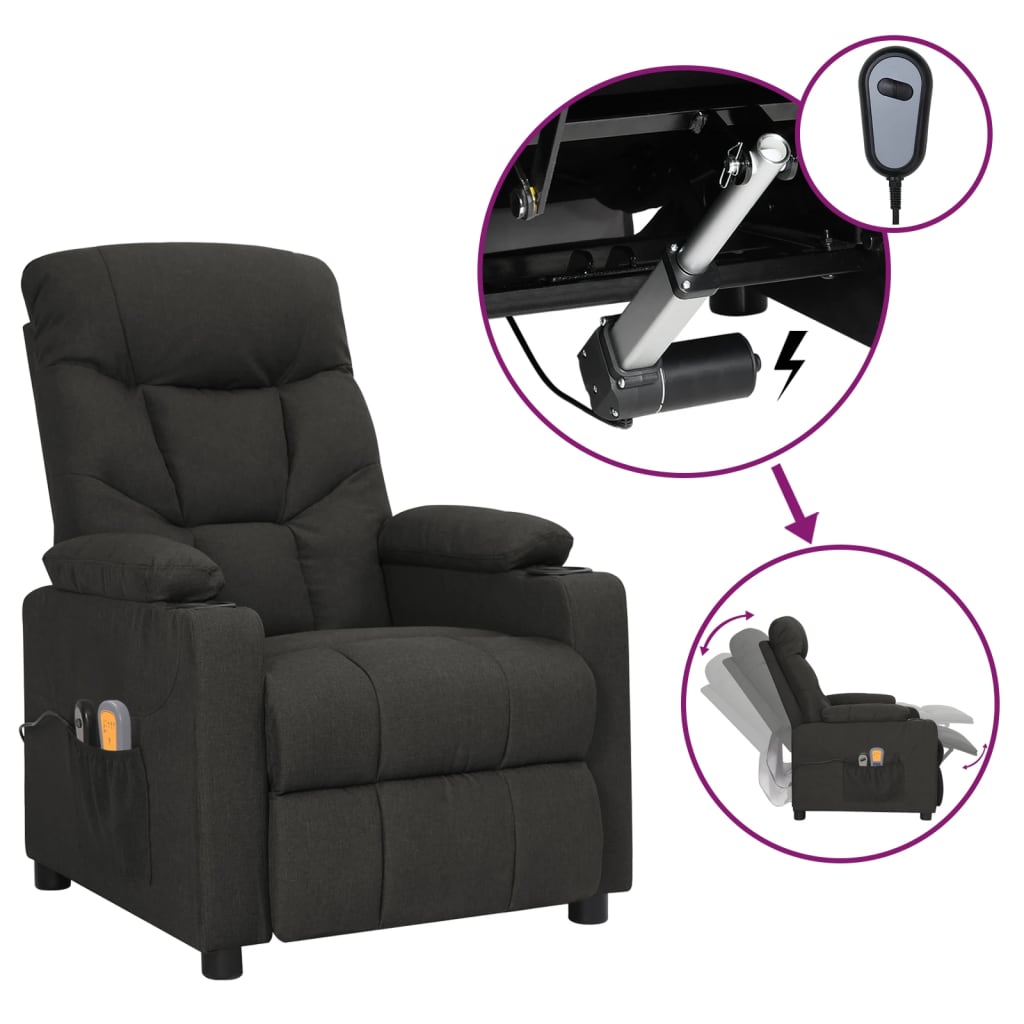 vidaXL Electric Massage Chair Black Fabric