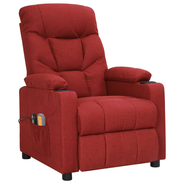 vidaXL Electric Massage Chair Wine Red Fabric