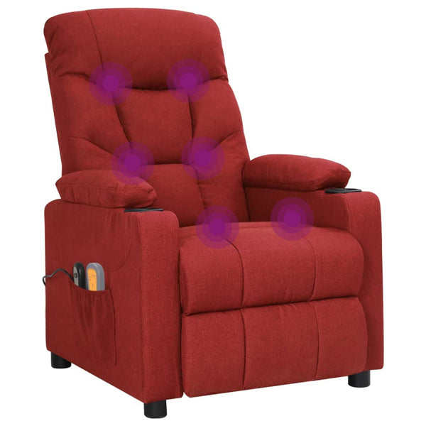 vidaXL Electric Massage Chair Wine Red Fabric