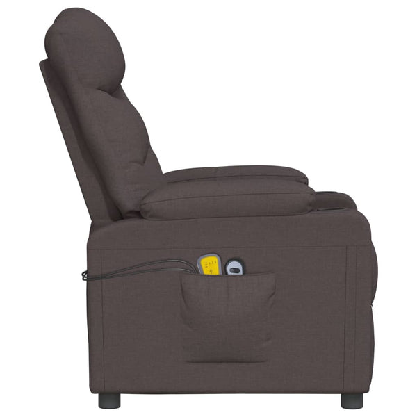 vidaXL Electric Massage Armchair Dark Brown Fabric